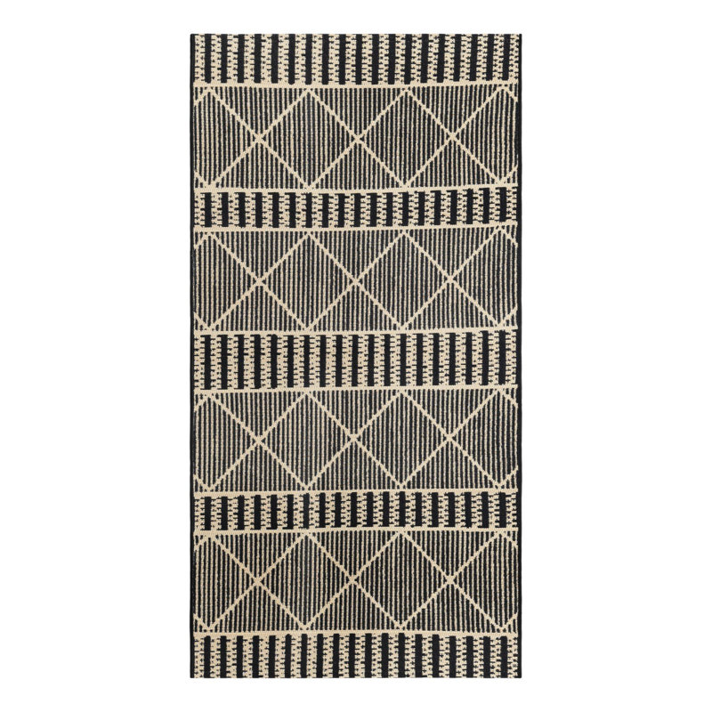 Black Dalyan Indoor/Outdoor Trellis Rug, Runner 2'7" x 5'3"