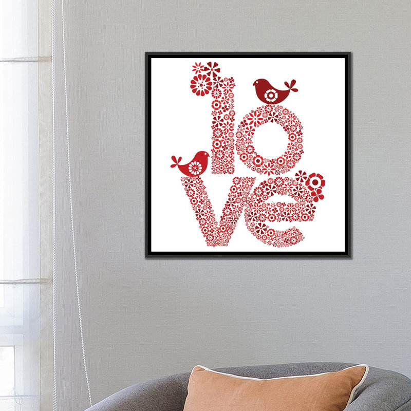 « red love », impression sur toile tendue, H 26 po x l 26 po x P 1,5 po, Cadre noir