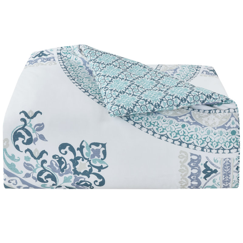 California King Blue and White Reversible Comforter Set