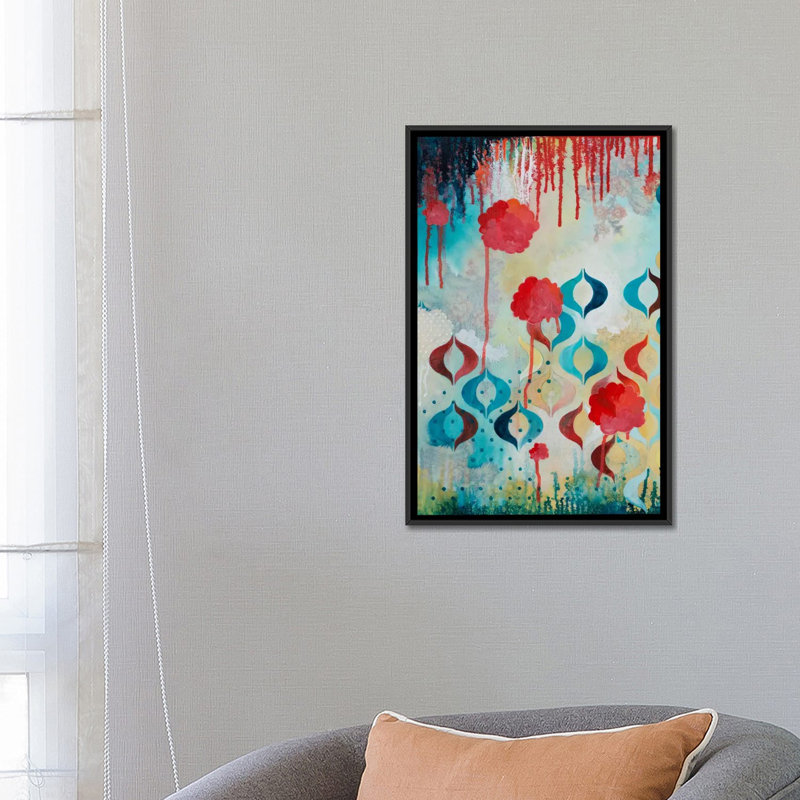 «Ebullience I», reproduction sur toile, H 26 po x l 18 po x P 1,5 po, Toile avec cadre flottant noir, Pas de tapis