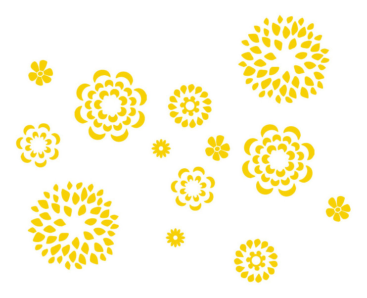 Adhésif décoratif motif floral, H 19 po x l 24 po x P 0,01 po, Jaune clair