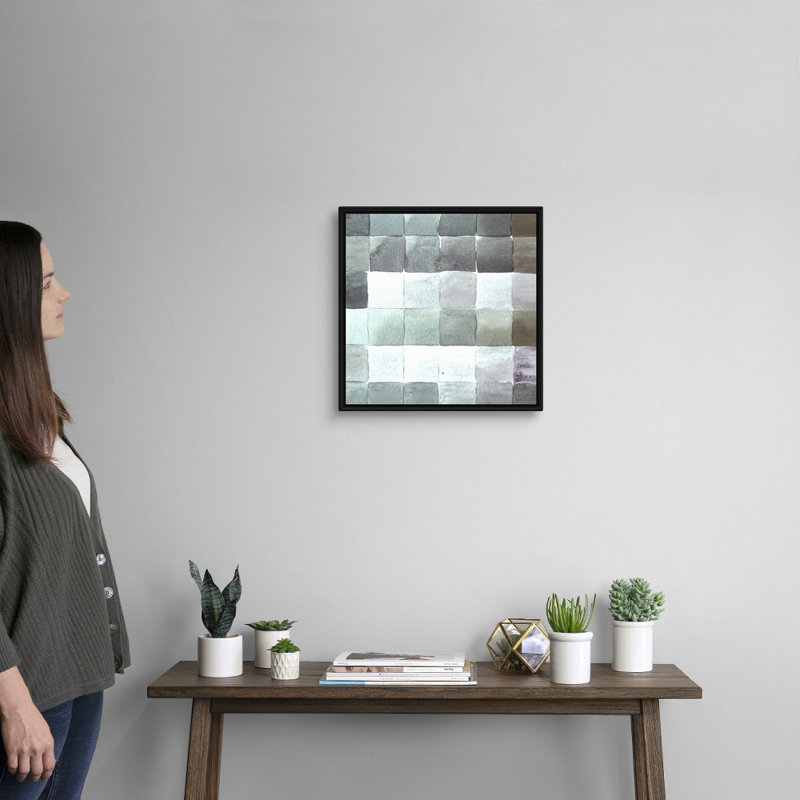 «Cool Tiles I» par Beverly Dyer, reproduction sur toile, H 18 po x l 18 po x P 1,75 po, Cadre noir