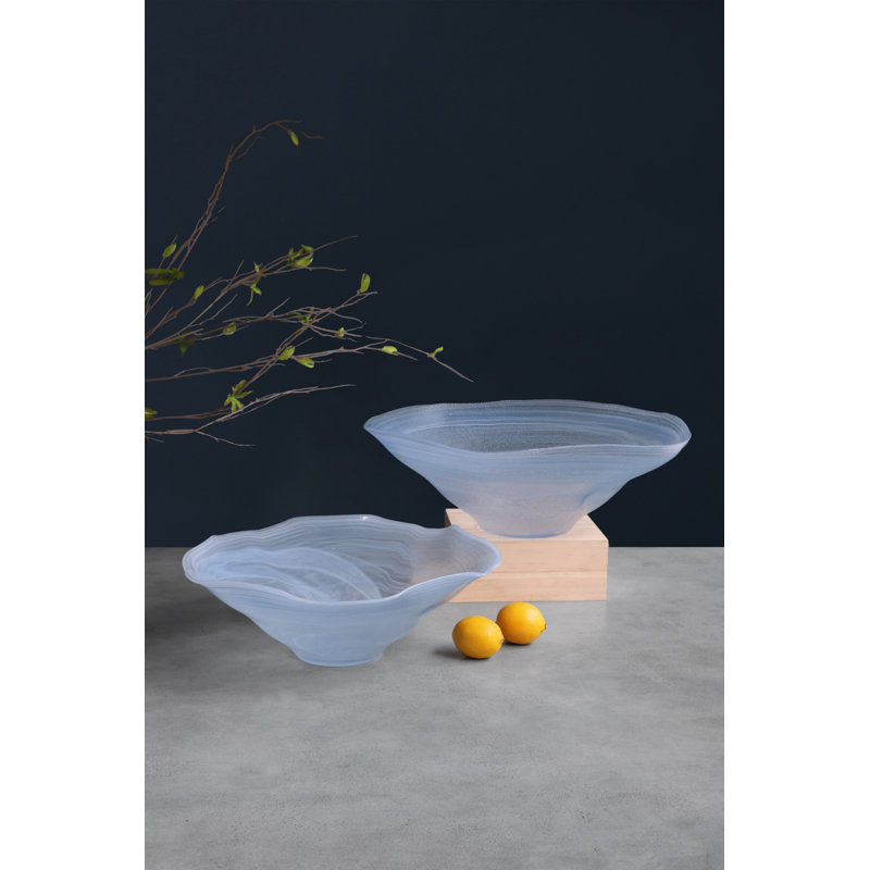 Glass Salad Bowl, Blue