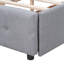 Lit plateforme tapissier avec 4 tiroirs et tête de lit à boutons gris - grand sans sommier tapissier chic pour chambre à coucher de taille classique à la mode