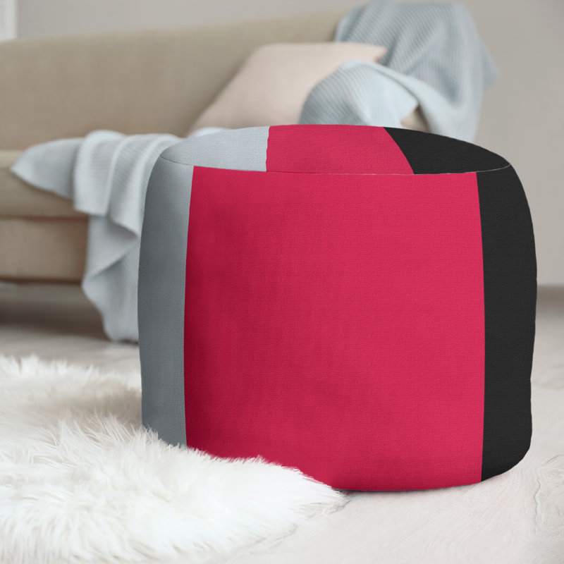 Repose-pieds repose-pieds rond 20,5" Houston, Rouge / argent / noir