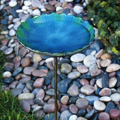 Sea Glass Staked Birdbath