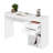 White Contemporary Home Office Workstation Desk With Drawer Storage And Open Shelf