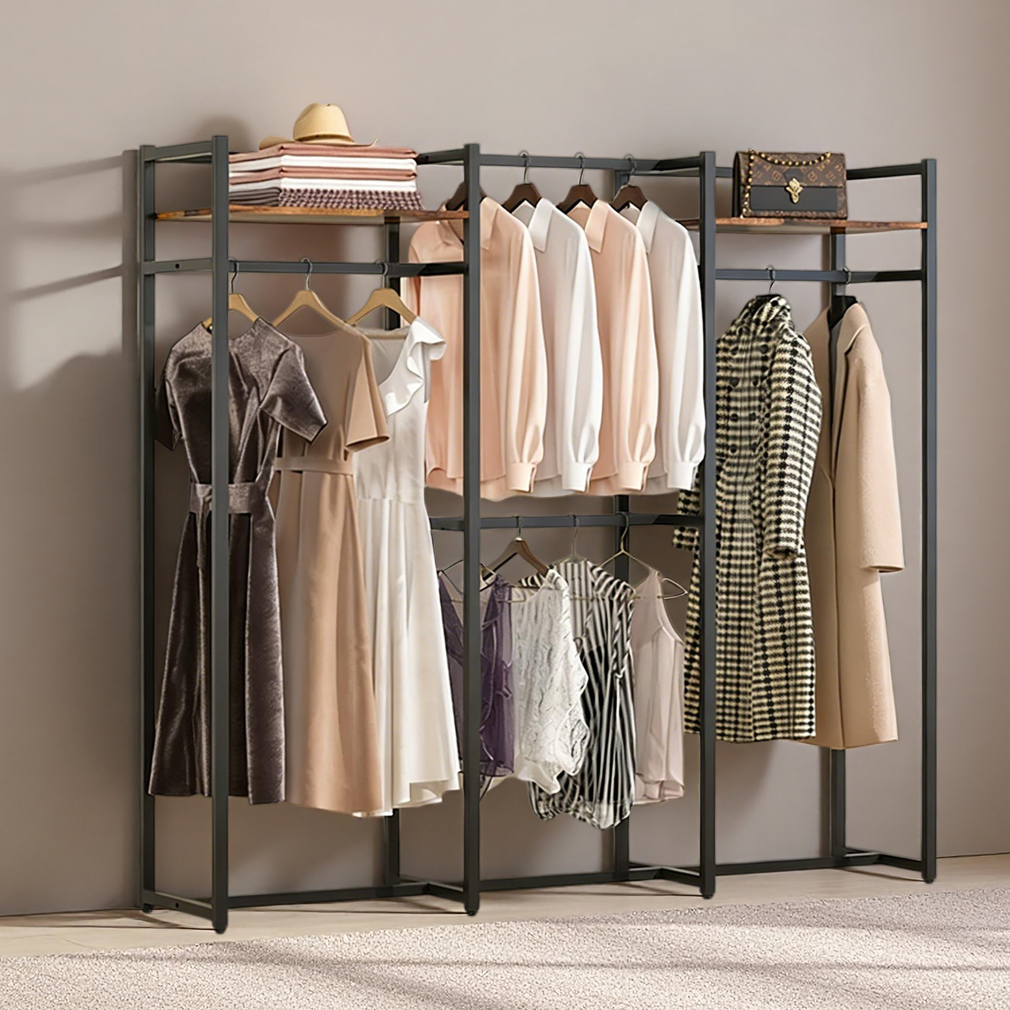 Rebrilliant Portable Wardrobe Rack,High Closet Organizer | Wayfair