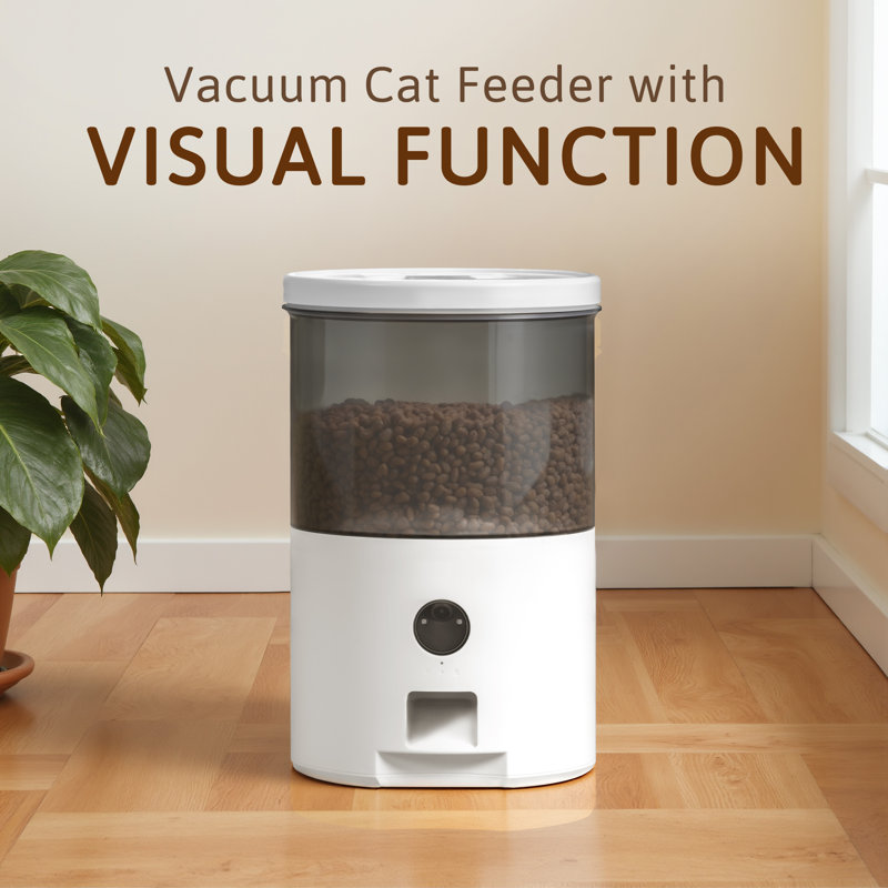 4.5l Automatic Cat Vacuum Feeder With Wifi Control, Anti - Blockage And Ceramic Bowl