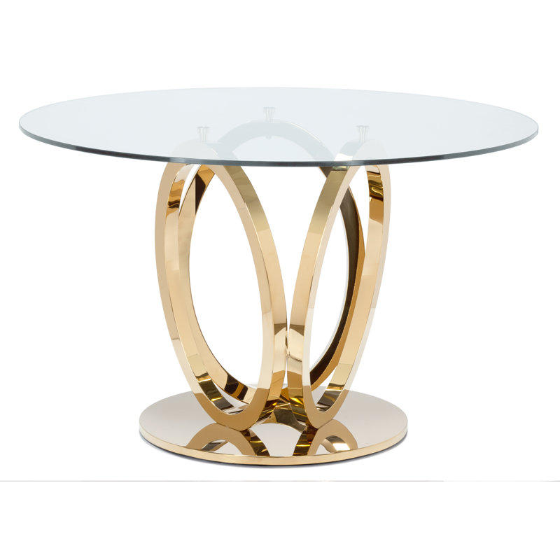 Table de salle à manger à piédestal de 51 po Alverna, Or