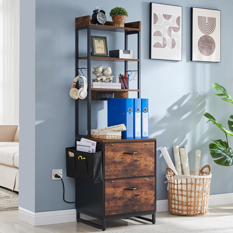 File Cabinet with 2 Drawers and Adjustable Hanging Folders