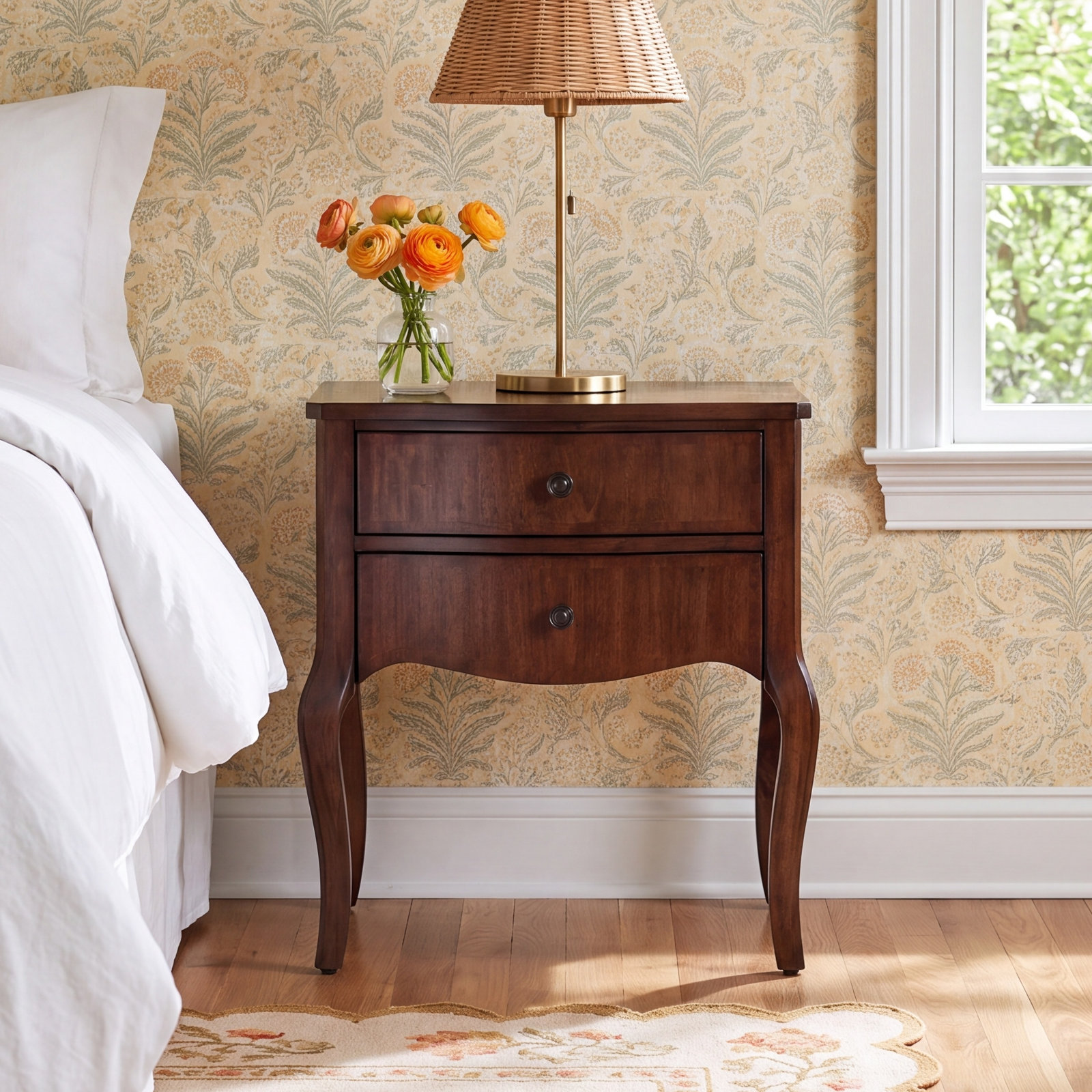 2-Drawer Mahogany Nightstand