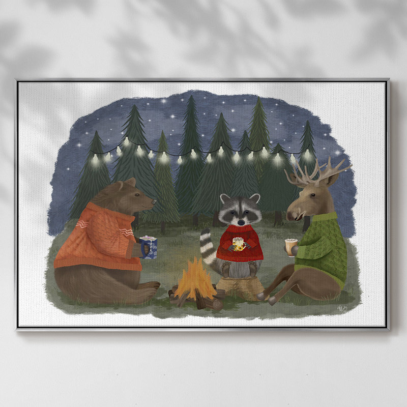 «Campfire Hot Chocolate», reproduction sur toile encadrée, H 17 po x l 25 po x P 2 po, Encadrement argenté