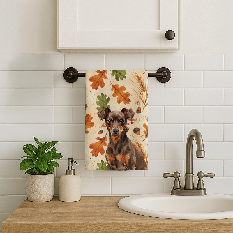 Serviette de cuisine miniature chocolat et rouille, Chocolate and Rust Miniature Pinscher Min Pin