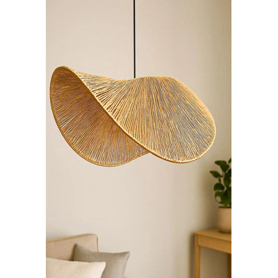 Luminaire de lustre réglable moutarde, corps en plastique, diamètre 19,7 po x 7,1 po | Douille E27, 40 W maximum | Hauteur réglable de 7,1 à 20,9 pouces | Design moderne pour le salon, la salle à manger et le vestibule, élégant et fonctionnel