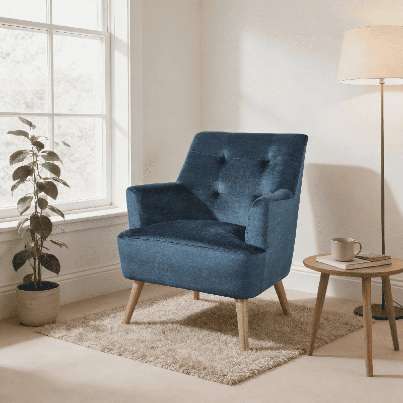Arta Upholstered Armchair, Blue