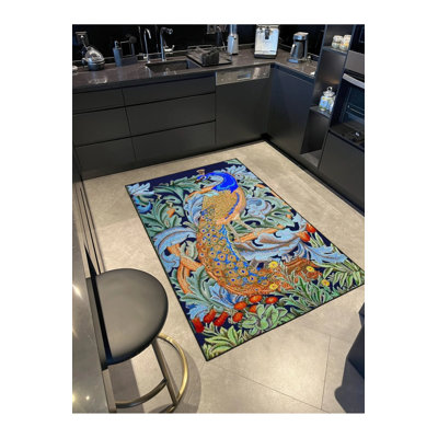 Decorative And Woven Floor Carpet With Leaf And Bird Animal Patterns