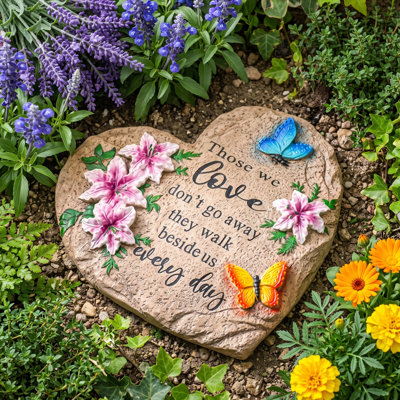 Pierre commémorative de jardin extérieure de 10 pouces, cadeau de deuil de sympathie pour le chagrin des bien-aimés, ornement décoratif de jardin gravé avec un message de souvenir pour une utilisation extérieure
