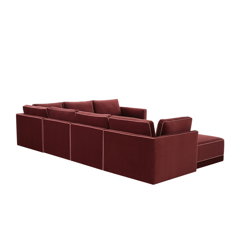 Clairah Modular Large Chaise Sectional, Velours rouge