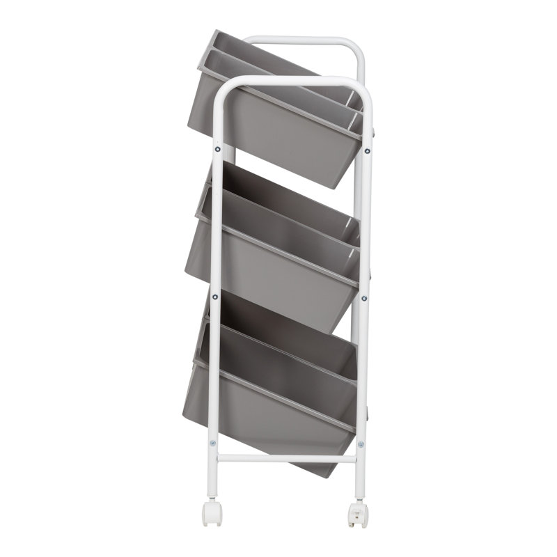 Gray and White 6-Bin Rolling Storage Cart