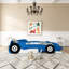 Lit plateforme simple en forme de voiture de course avec roues, bleu-498215521-498215523