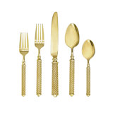 Torsade 18/10 Stainless Steel Gold 45 Piece Set, Service For 8 With Hostess Set