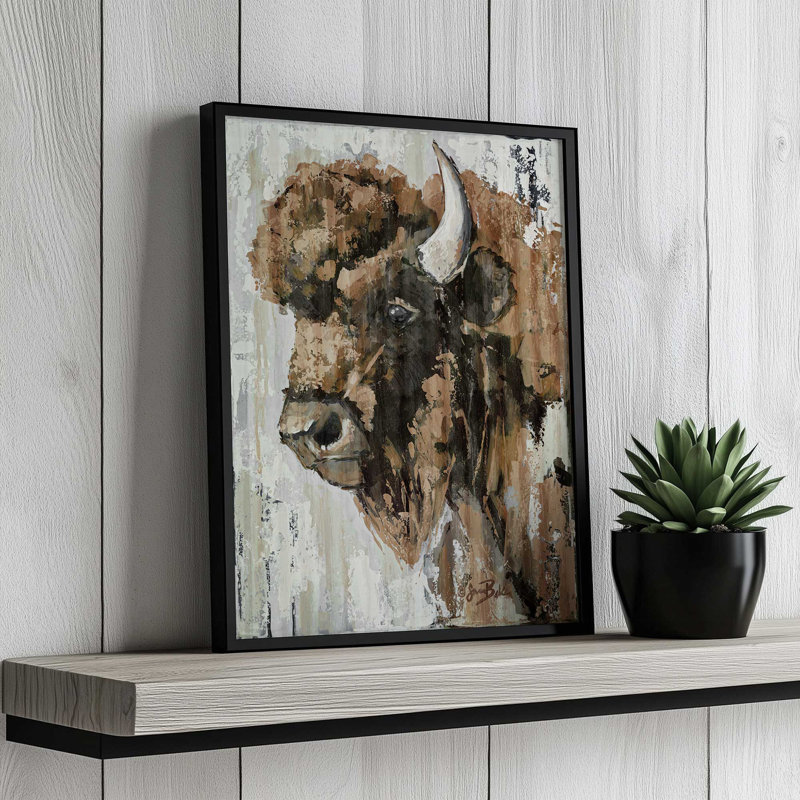 «Big Boone» par Sara Baker, reproduction d'art, L 24 po x H 32 po, Argent, Impression encadrée