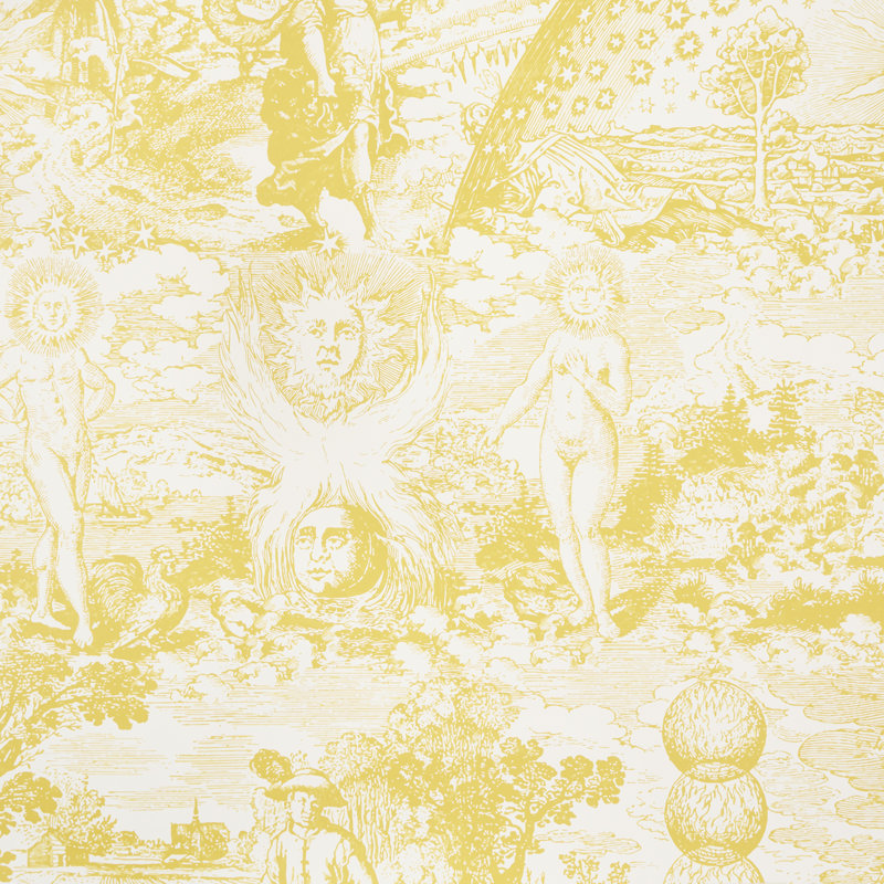 Schumacher x Johnson Hartig Modern Toile Wallpaper, Yellow