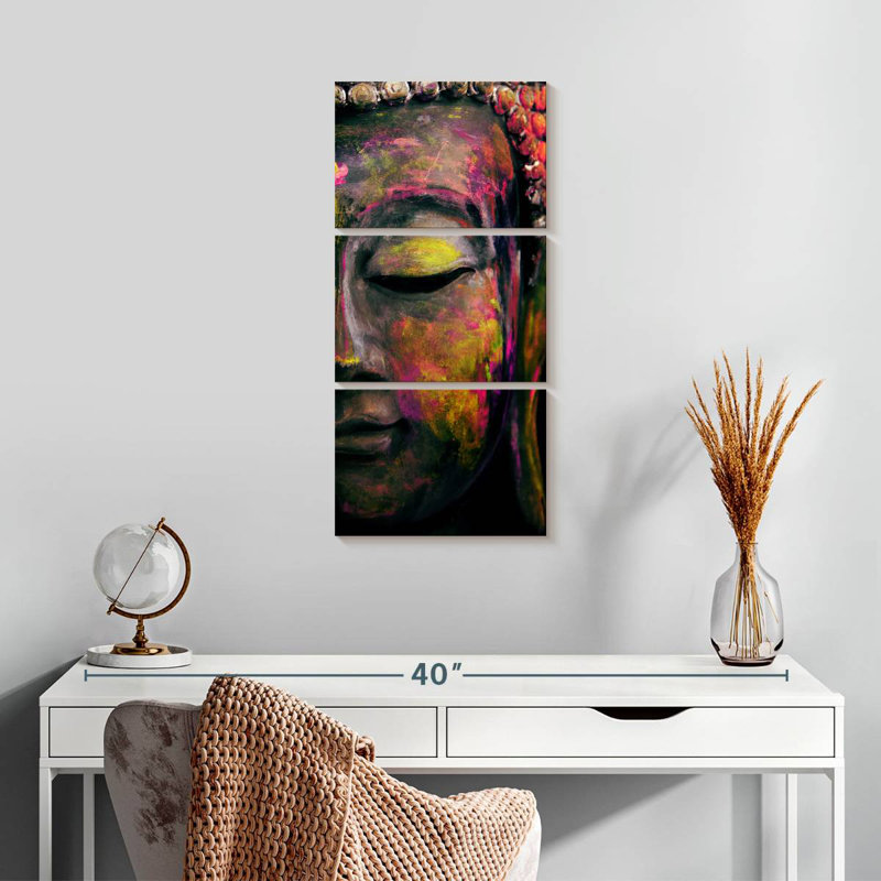 Bouddha aux couleurs vives, H 27 po x l 12 po