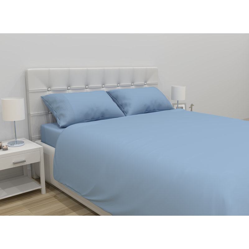 Ensemble de draps en microfibre, Bleu clair, Ensemble de draps pour très grand lit avec 2 taie