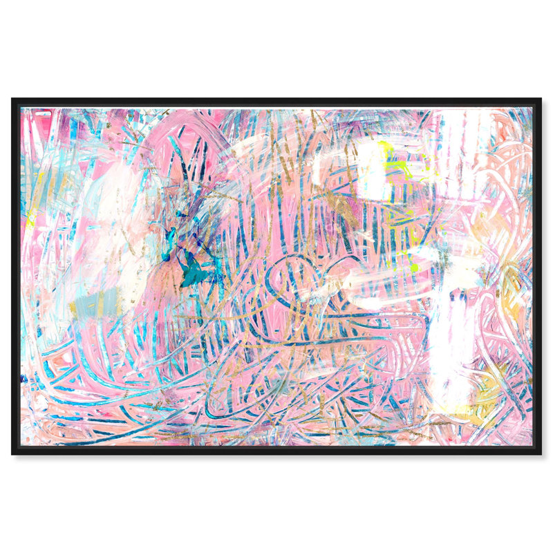 Oliver Gal Tenacious Spirit Abstract - Hand-Applied Glass Coat Framed Canvas Art, 16" H x 24" W, Black