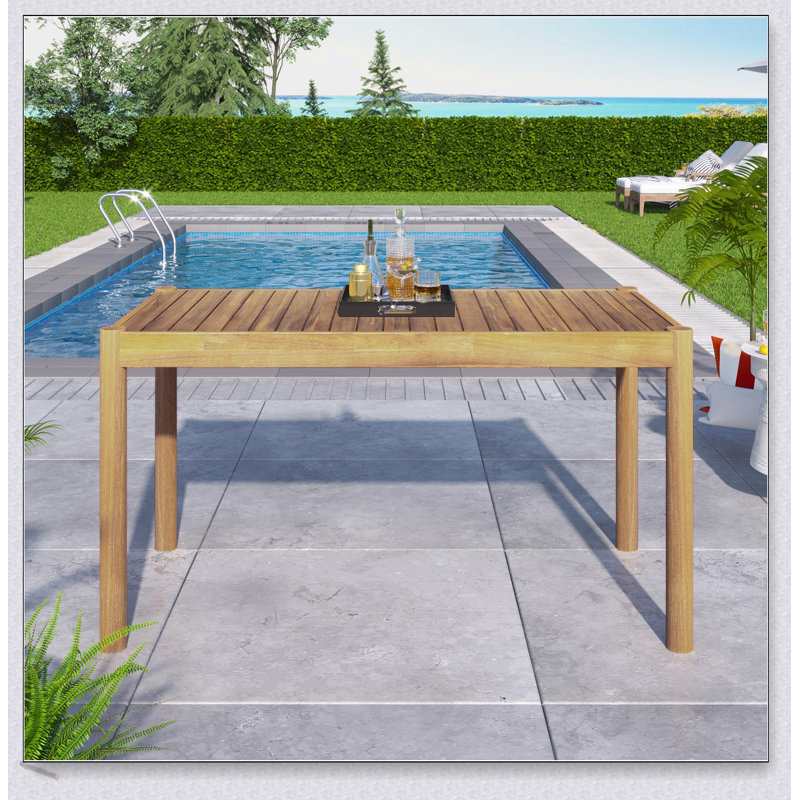 Table de salle à manger classique en bois d'acacia, spacieuse et durable pour les repas en plein air et les repas en famille