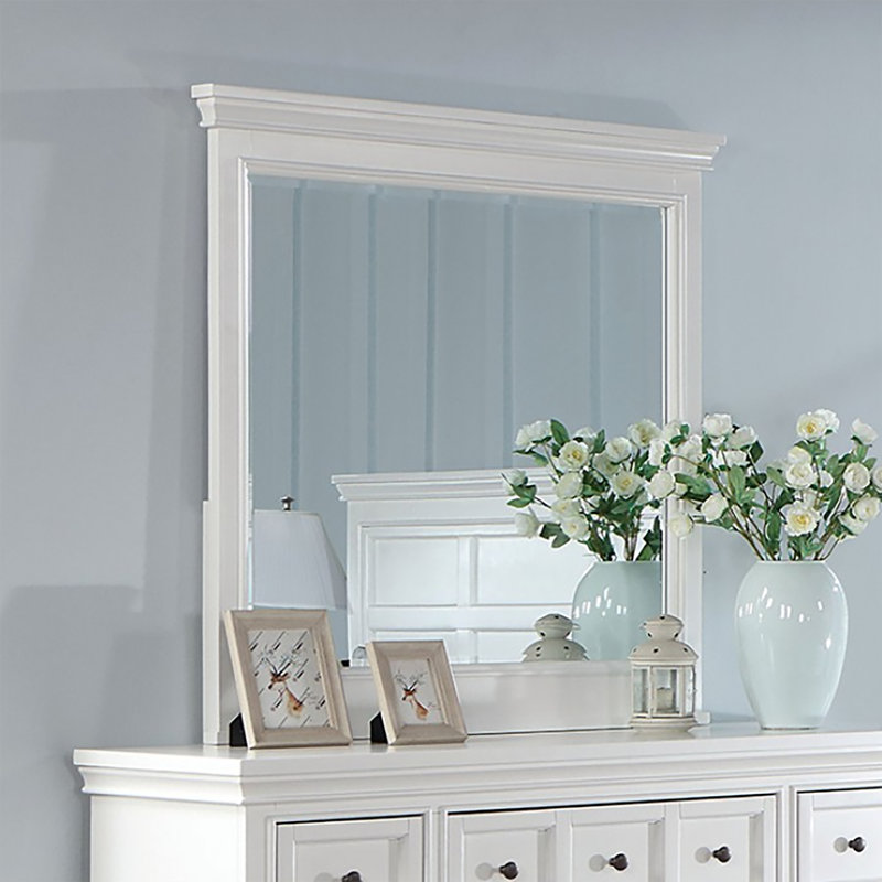 Miroir biseauté pour commode, Blanc
