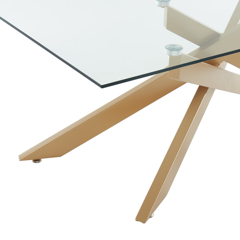 Ensemble de tables de bout en verre à pieds croisés, Or