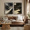 Art mural encadré, rétro, antique, classique pour chambre à coucher - 16 po x 24 po x 2 panneaux