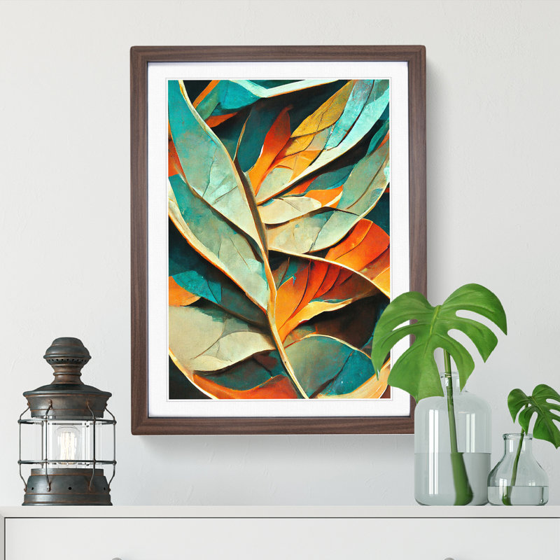 Leaf - Framed Print, 64cm H x 46cm W x 2cm D, Walnut