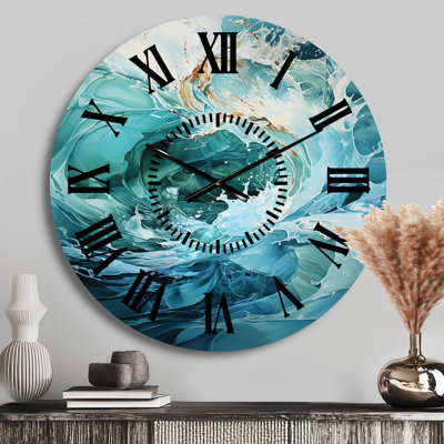 Horloge murale turquoise et blanche