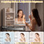 Ensemble de coiffeuse avec miroir coulissant et tabouret lumineux à maquillage, 5 tablettes ouvertes, 3 modes de couleurs