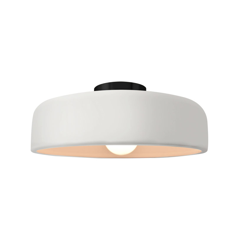 Plafonnier semi-encastré en céramique Dottie, Noir mat, H 6 po x l 13 po x P 13 po, Bisque