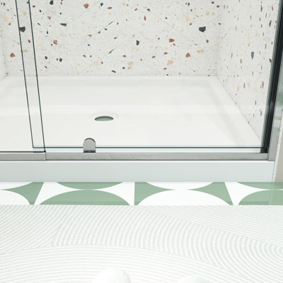 Pivot Swing Glass Shower Door, 56 - 60" W X 71" H, 1/4" Tempered Glass, , Reversible Installation, Magnetic Shutoff, Good Leak Resistance Design Finish, Easy Install, Close, Leakage