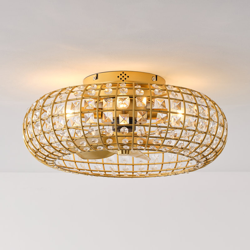 Ventilateur de plafond en cristal 19,7 po avec ensemble d'éclairage, application et télécommande