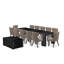 14-piece Dining Room Set, a Rectangular Dining Table with a coffee Table and 12 coffee Linen Fabric kitchen Chairs, Wire Brushed Black-1849863128-1862995453-1849863129