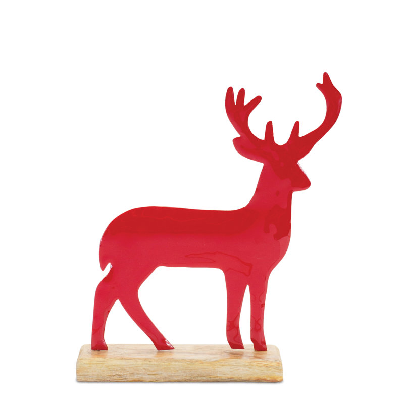 Silhouette de cerf en métal avec base en bois (ensemble de 2)