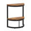 Table de bout demi-lune 2 niveaux Slim, table d'appoint en bois brun rustique 19,69 po avec tablette de rangement pour petits espaces, salon, chambre à coucher, assemblage facile