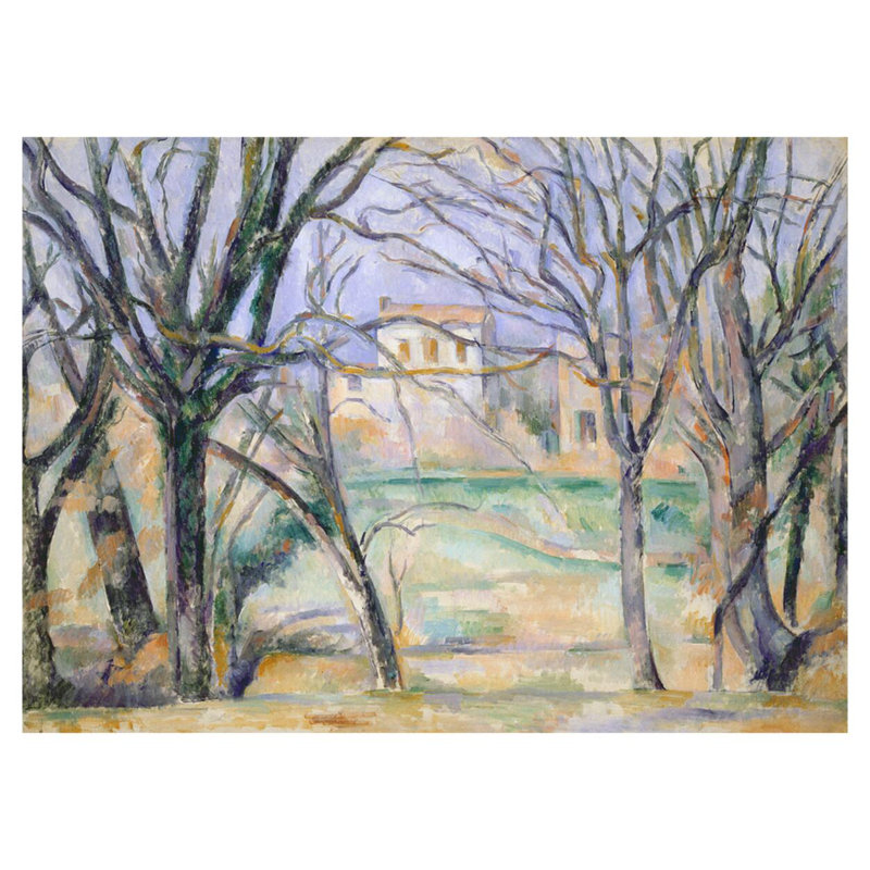 Arbres et maisons, Paul Cézanne, estampe numérique, H 32 po x l 40 po