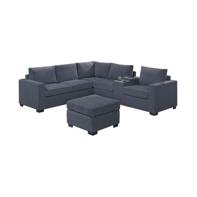 Sectional Sofa with Console Cup Holder