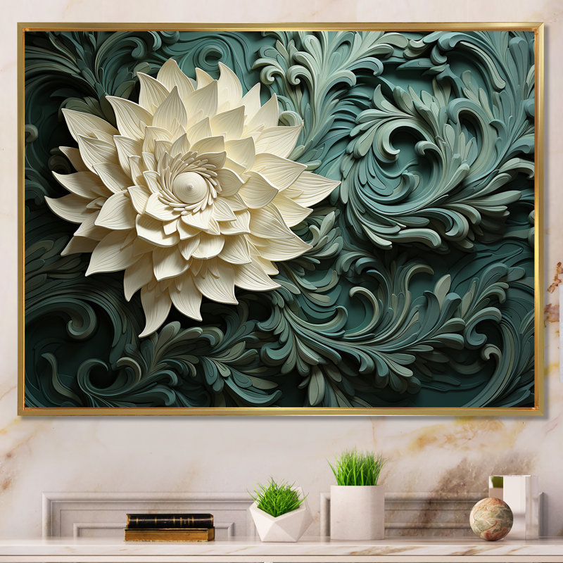Impression sur toile encadrée Hawkinsville - Abstract Spirals, H 24 po x l 32 po x P 1 po, Toile avec cadre flottant or
