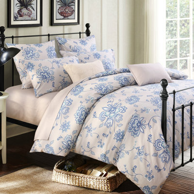 Ensemble de housse de couette à motif floral pastel et rose pastel de luxe Lissther (3 pièces)