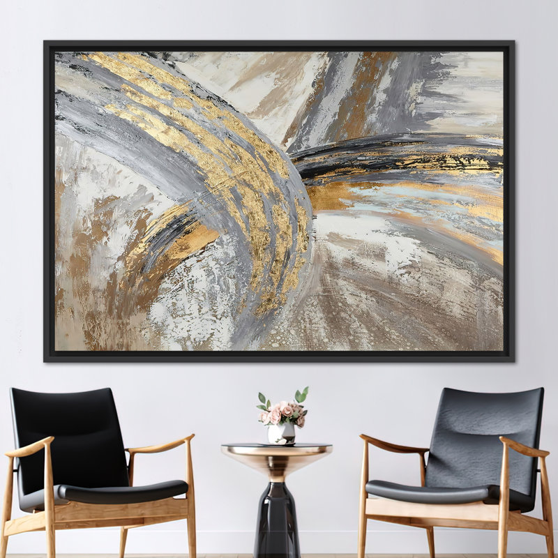 Abstract Wall Art - Contemporary Canvas Decor for Modern Homes, Framed Print without Mat, 20 cm H x 30 cm W, Black