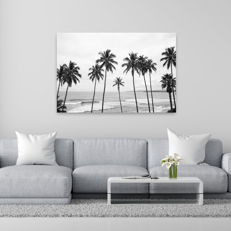 Art mural abstrait contemporain Palm Paradisebw, H 60 po x l 40 po